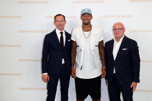 MUNICH, GERMANY - SEPTEMBER 12: Alexander Repp, Jerome Boateng and Andre Maeder during the grand opening of the new Oberpollinger ground floor 'Muenchens Neue Prachtmeile' at Oberpollinger on September 12, 2018 in Munich, Germany. (Photo by Franziska Krug/Getty Images for Oberpollinger)